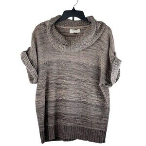 Sonoma Life + Style Womens Sz Large Short Sleeve Chunky Knit Neck Sweater Brown
